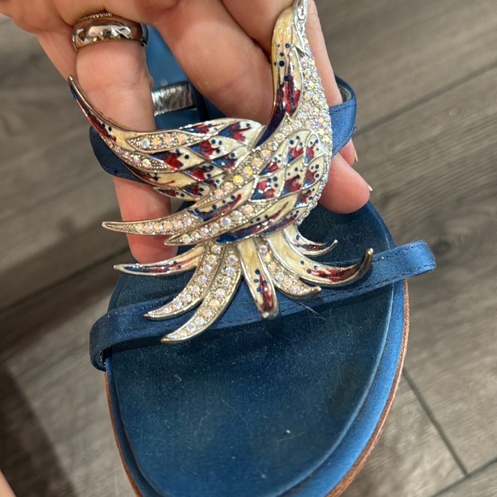 Giuseppe Zanotti Blue Heels with Multicolor Embellishment - Picture 3 of 4